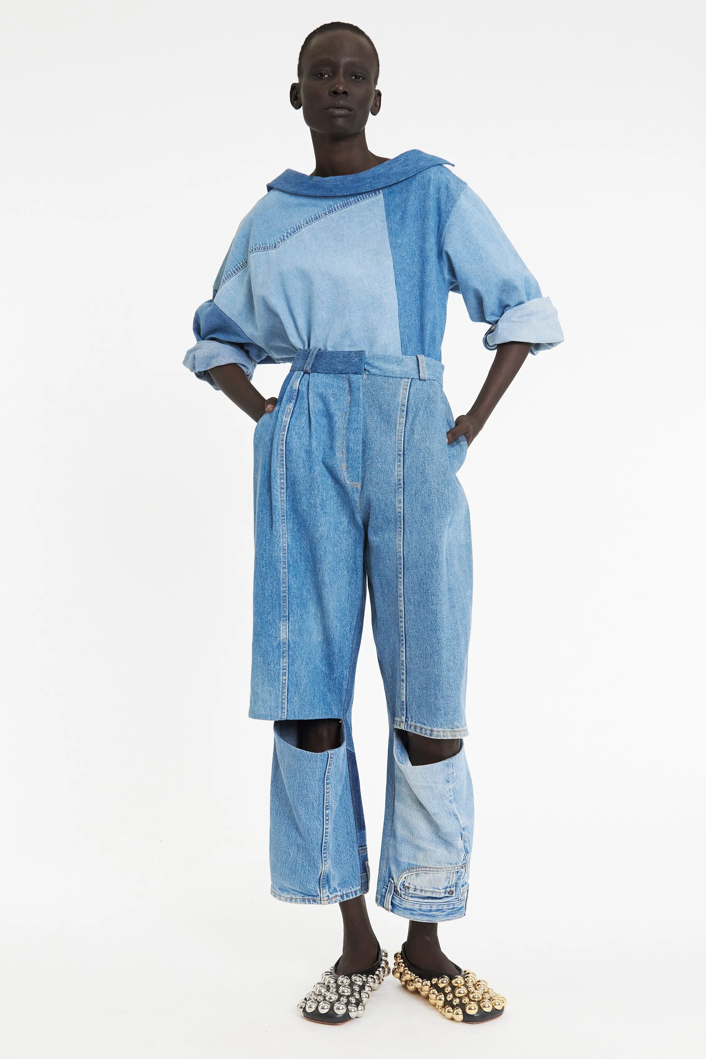 Loose Modern Minimalist Upcycled Denim Jeans Blue