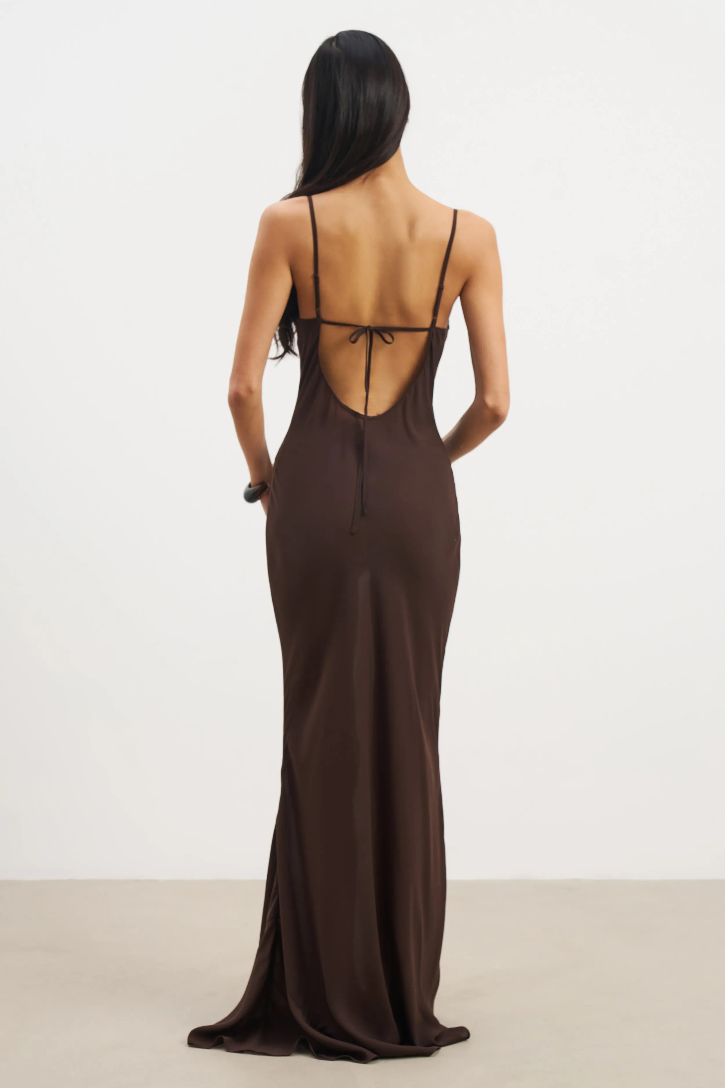 Ruched Chiffon Maxi Dress - Carob Daily Flex