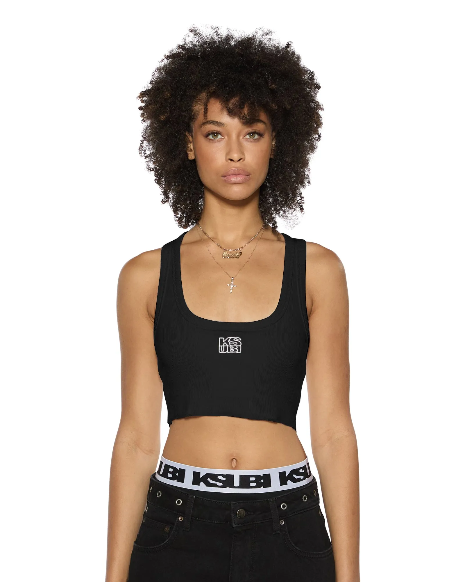 Athletic Look STACKED ORIGIN CROP BLACK