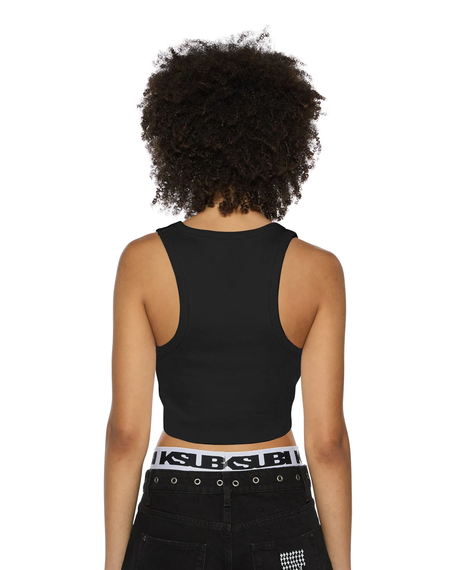 Hidden Zipper Pocket STACKED ORIGIN CROP BLACK