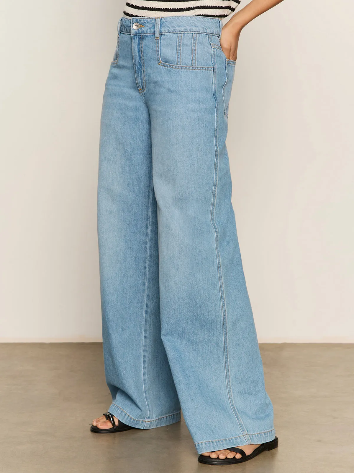 Solid shade Highland Wide Leg Standard Rise Jeans Sail Away
