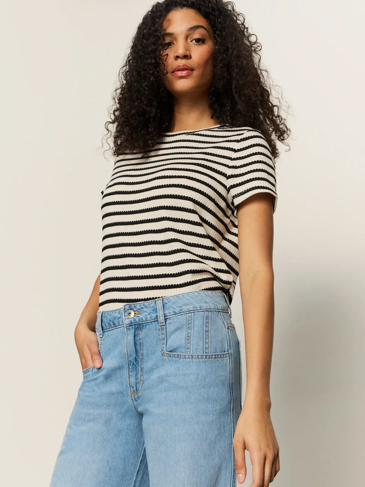 Tailored Fit Highland Wide Leg Standard Rise Jeans Sail Away