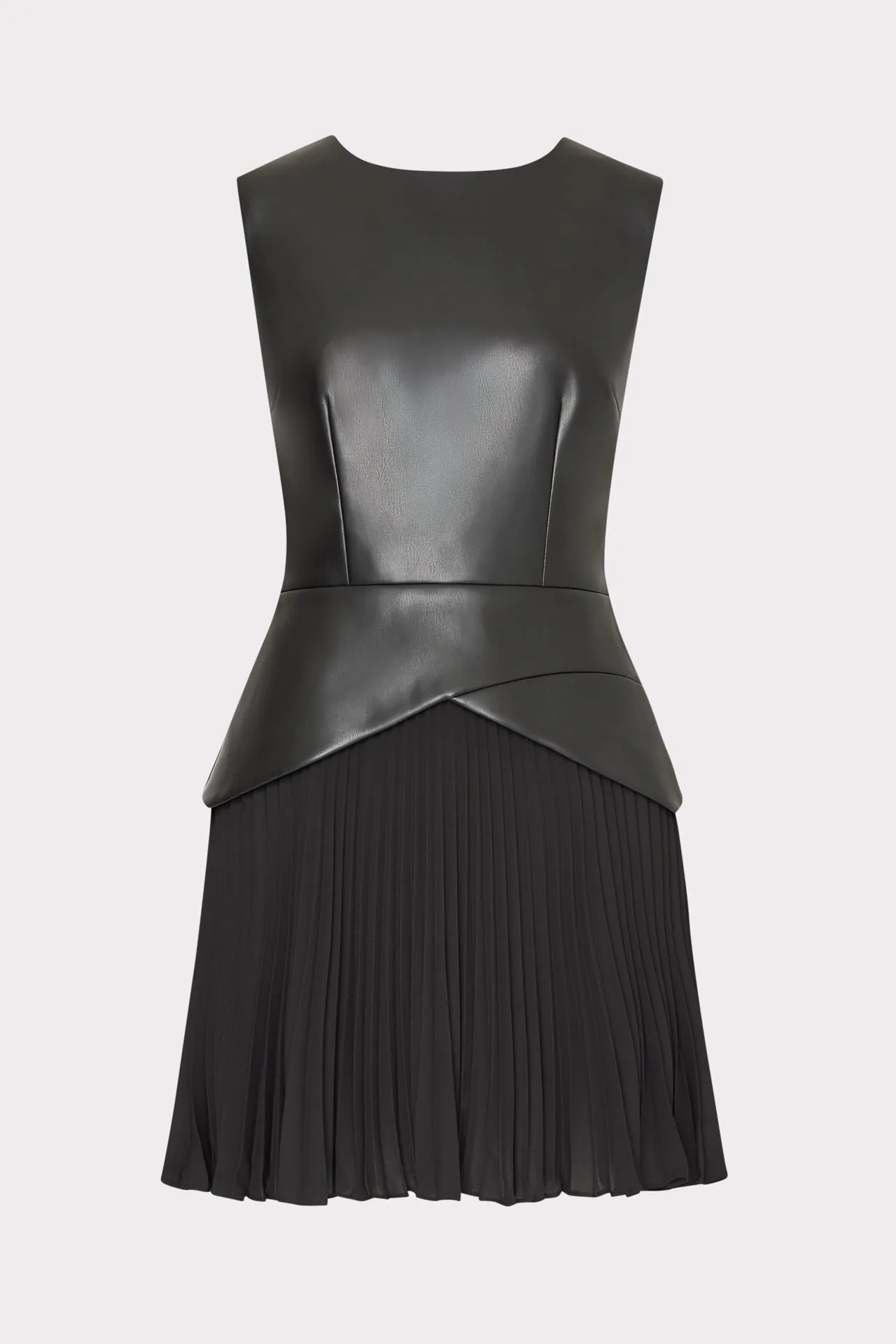 Texture Flow travel mode Haddy Leather Pleated Combo Mini Dress
