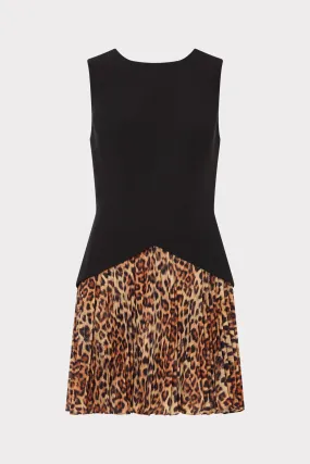 Haddy Leopard Print Pleated Mini Dress Draped-Style