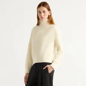 Comfy Must-Have Functional Comfort Hadeel Organic Cotton-Wool Mock-Neck Sweater
