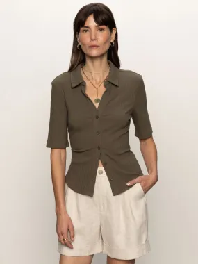 Half Sleeve Ribbed Knit Shirt Kalamata Cool Vibes