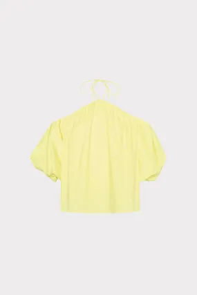 HygienicCoating Layered Sleeve Halter Poplin Off The Shoulder Top