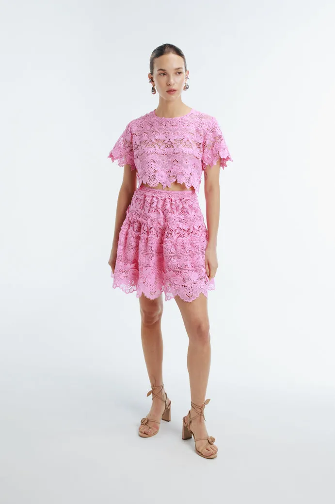 HARPER MINI SKIRT ROSE Quick Release Hem Casual Layers