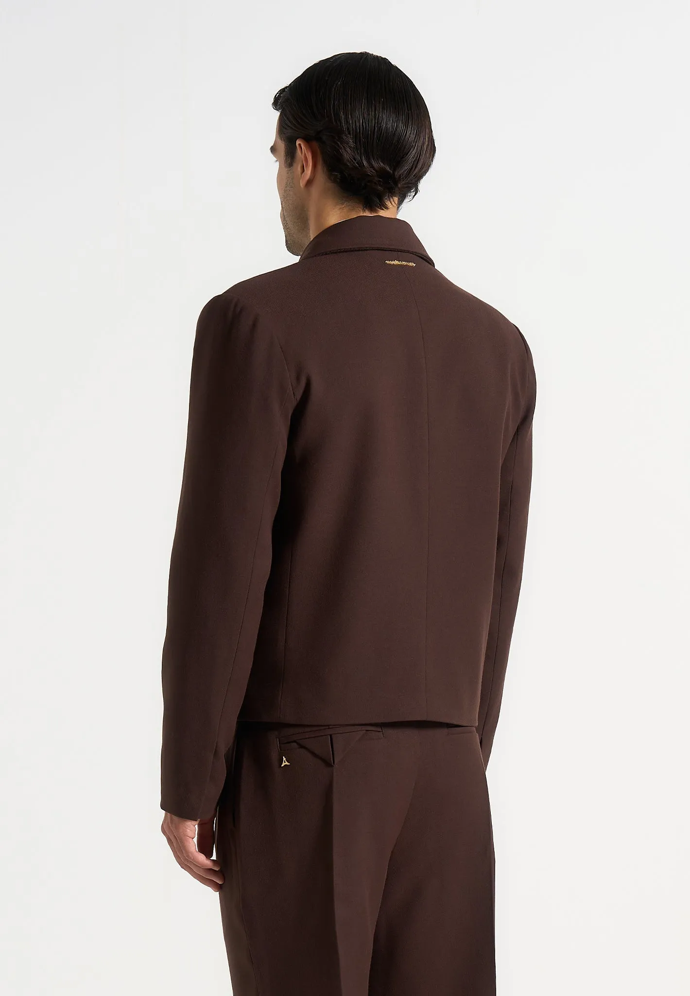 Hector - Double Breasted Tailored Cropped Blazer - Brown Eco Dye Processes