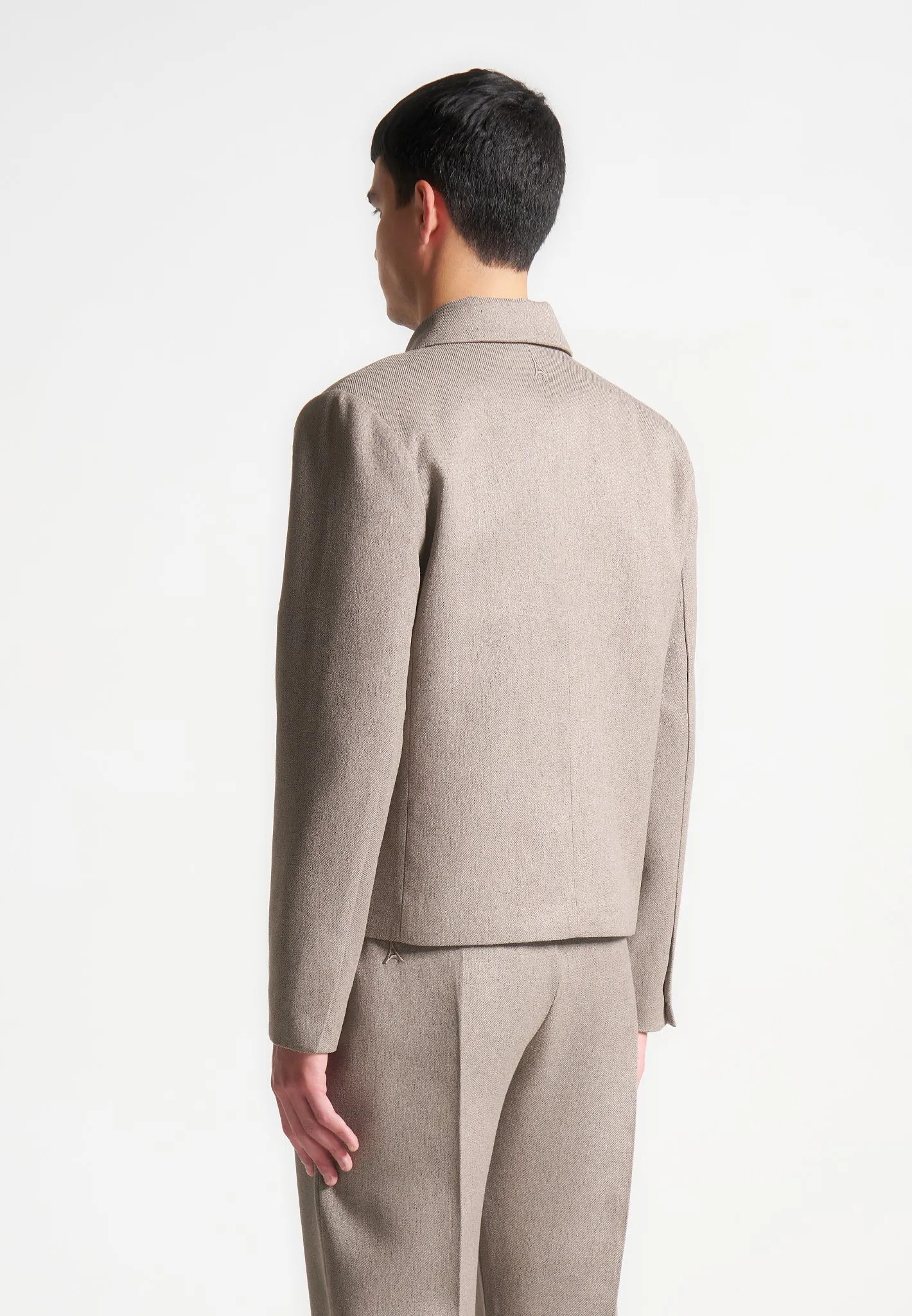 No Gap Closure System Hector - Double Breasted Tailored Cropped Blazer - Taupe