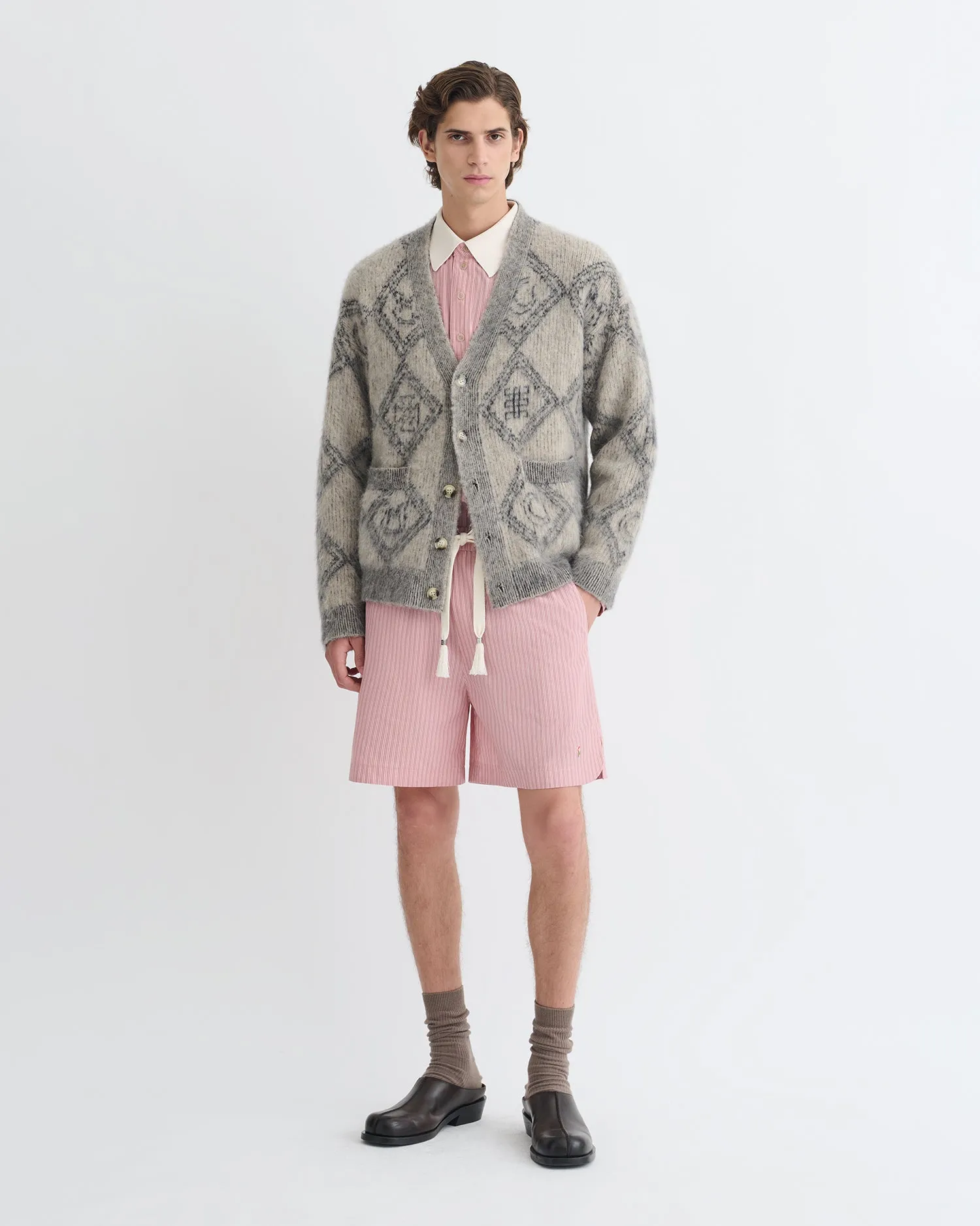 HeatTrapping Fibers Friction Resistant Edging Henri - Brushed Alpaca Cardigan - Symbol Tile Oat