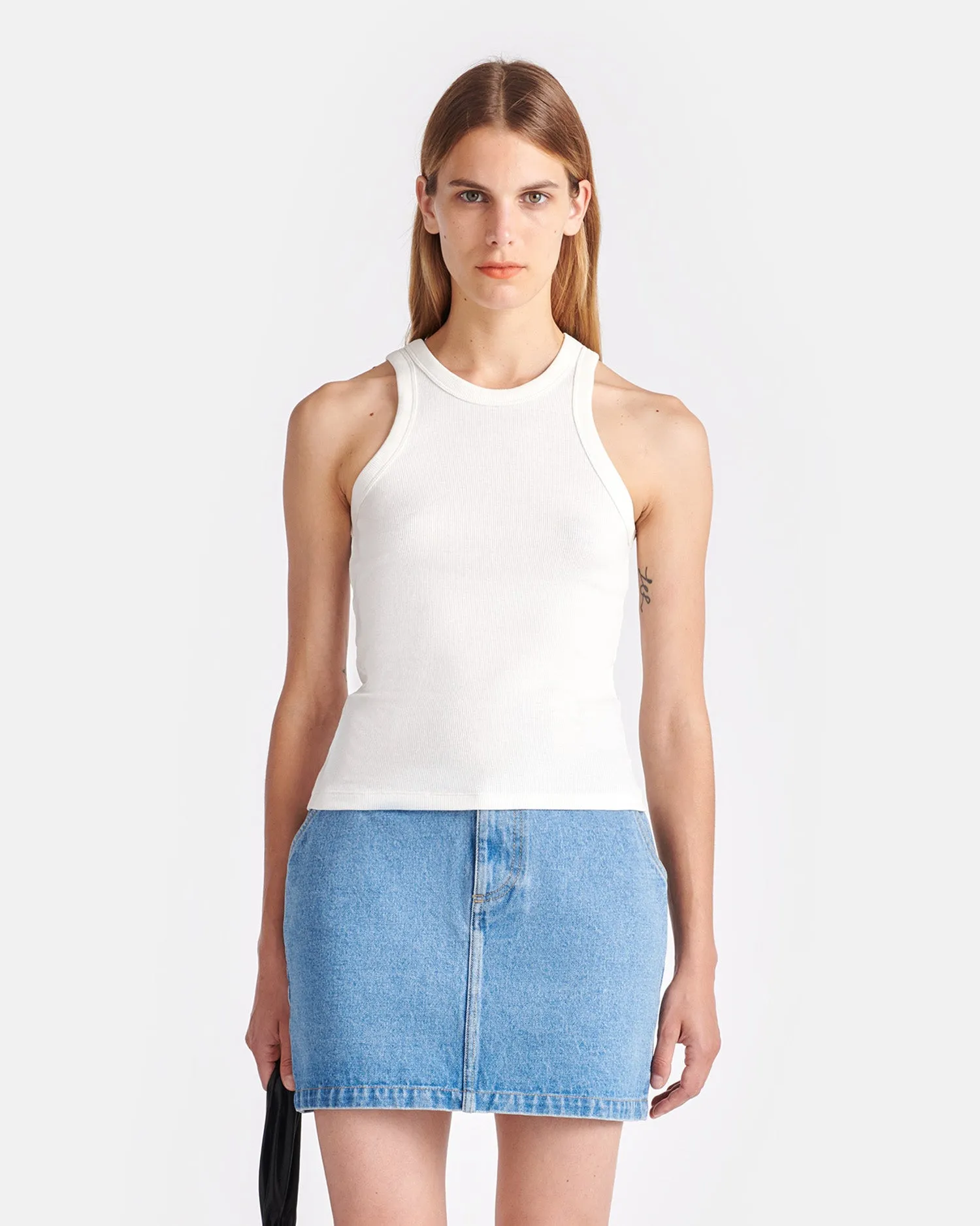 Button Down Collar Style Reverseble Design Herve - Ribbed-Jersey Tank Top - Off White