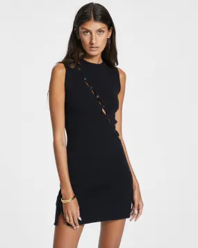 HEX KEYHOLE KNIT DRESS BLACK Travel piece Playful Cut
