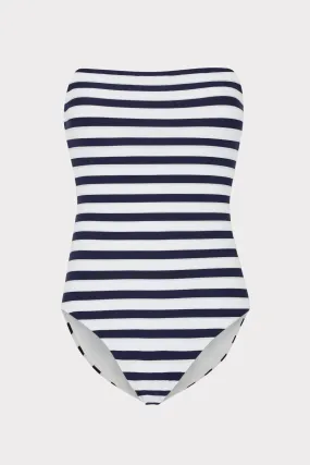 Nautical Metallic Stripe Strapless One Piece Adventure Ready