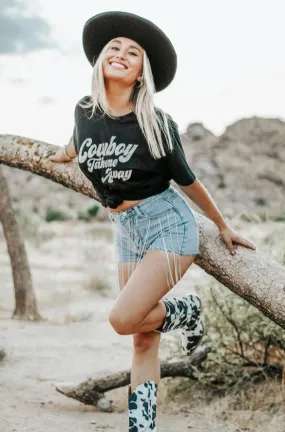 Cowboy Take Me Away Graphic Tee Buttonless Closure