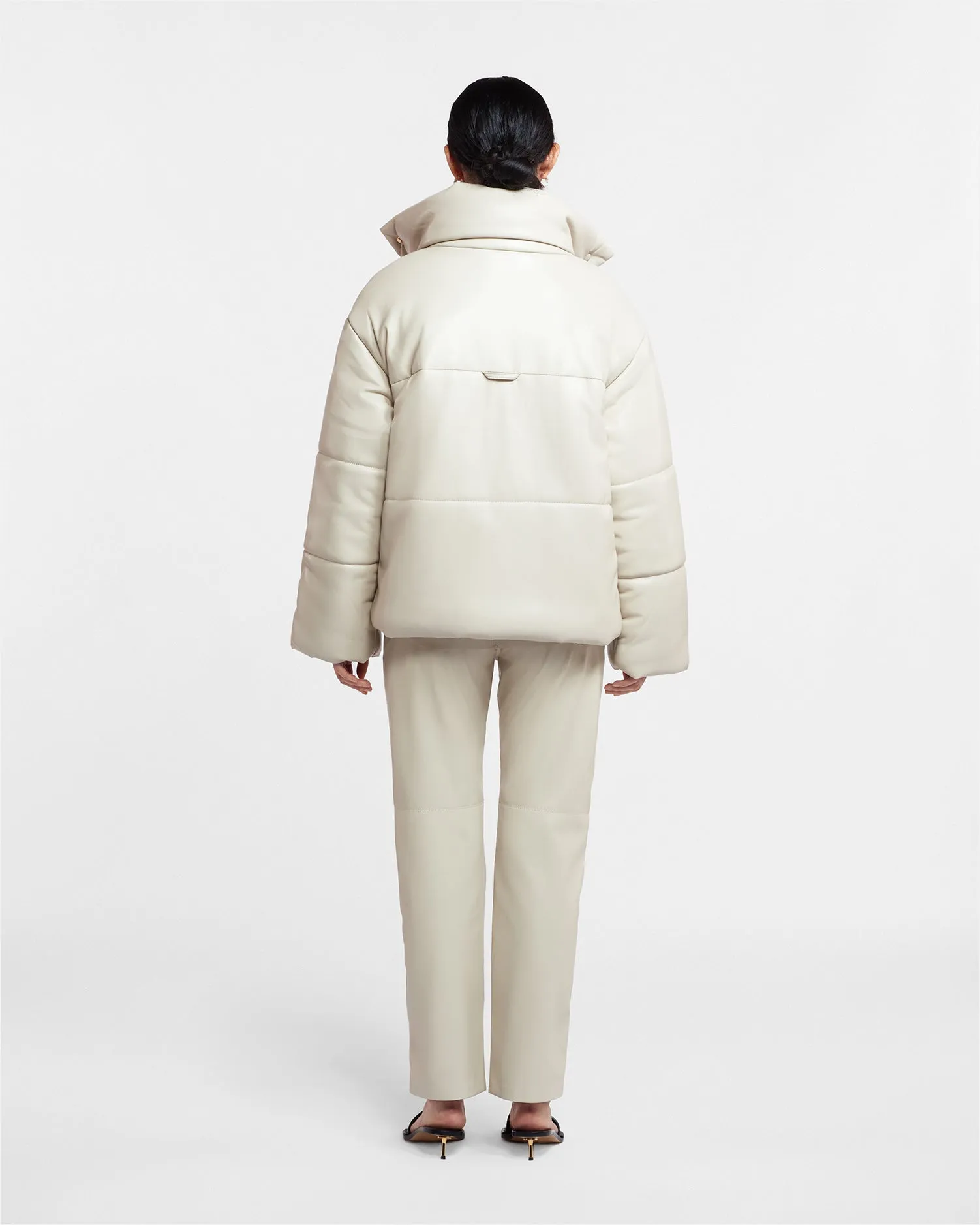 Hide - Okobor? Alt-Leather Puffer Jacket - Creme Taped Seam Reinforcement
