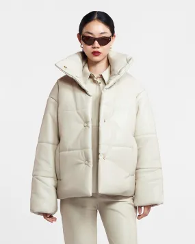 Thermal Regulation Technology Hide - Okobor? Alt-Leather Puffer Jacket - Creme