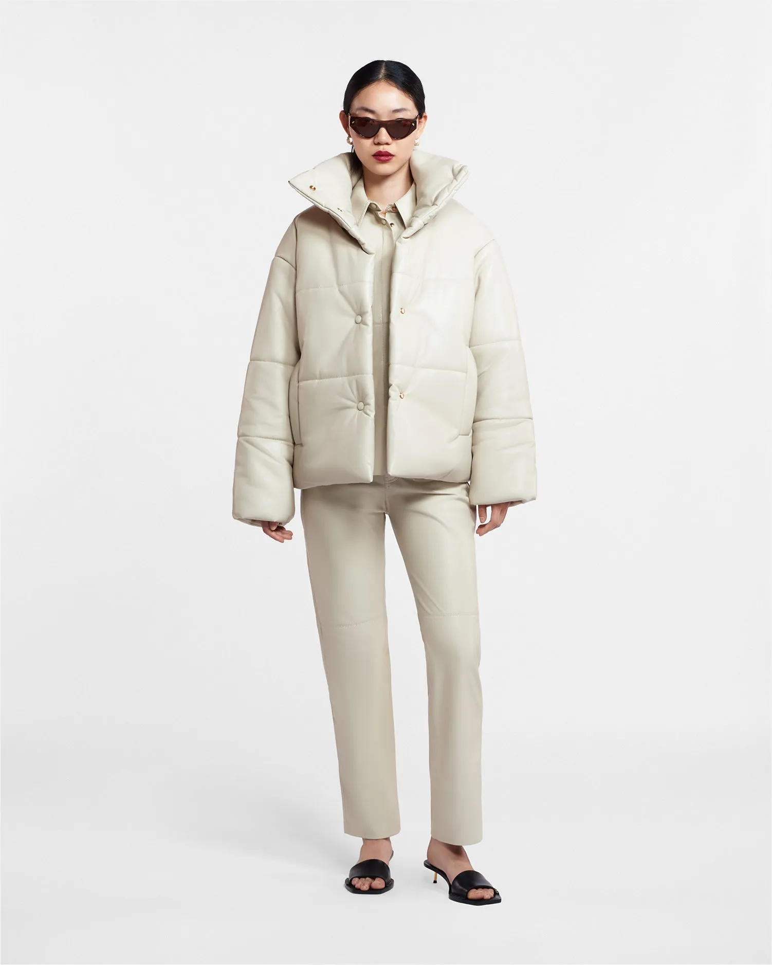 Hide - Okobor? Alt-Leather Puffer Jacket - Creme Microperforated Upper Material
