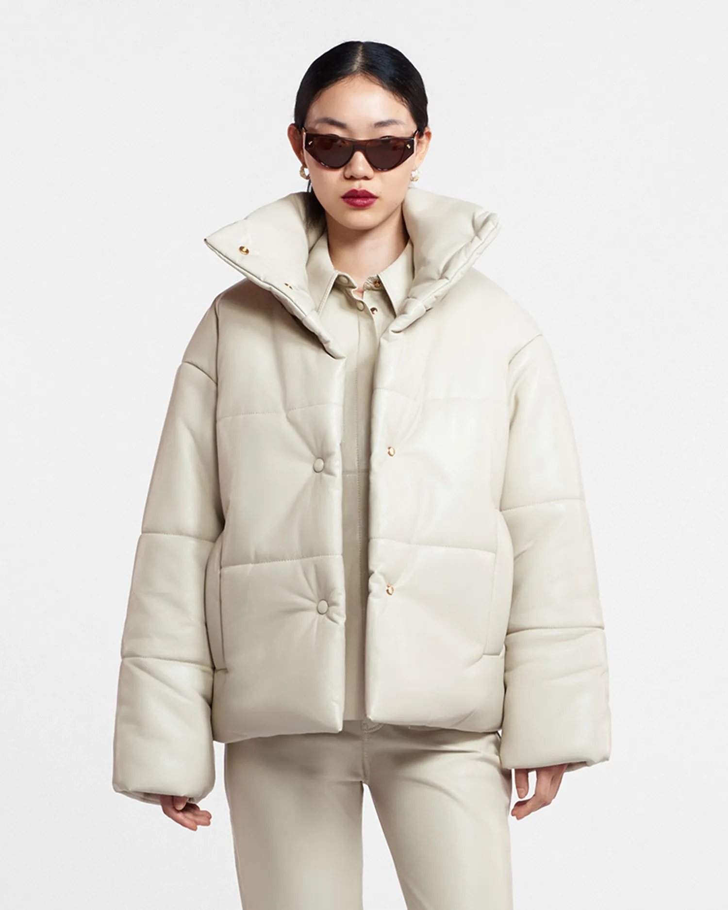 Hide - Okobor? Alt-Leather Puffer Jacket - Creme attention-grabbing