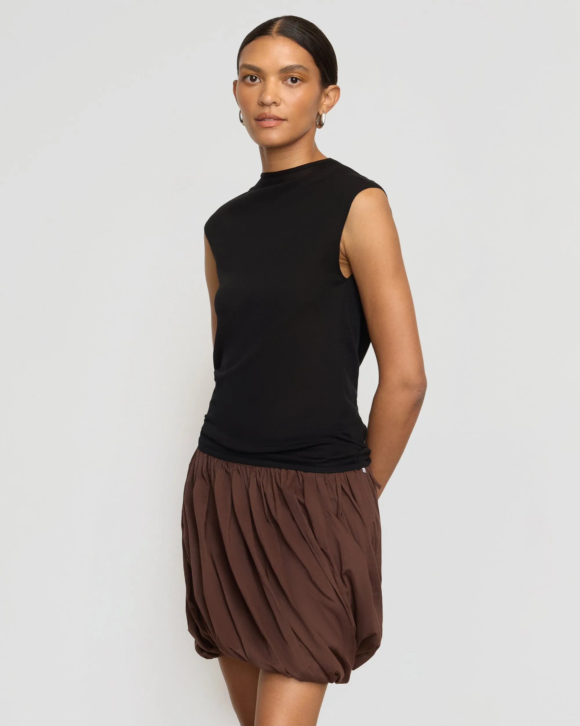 FadeResistant Finish Vallo Semi-Sheer Cowl-Back Knit Blouse