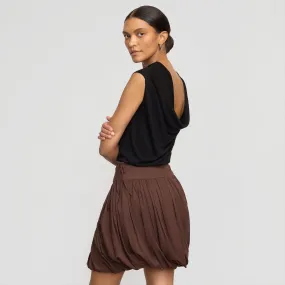 Vallo Semi-Sheer Cowl-Back Knit Blouse BreathableFabric Breathable Tank