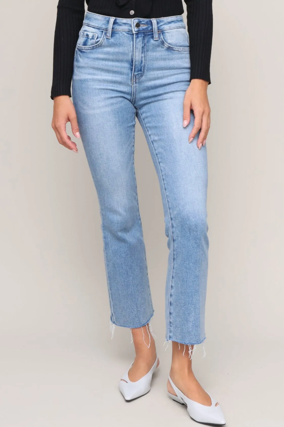 Non Restrictive Cut High Rise Kick Flare