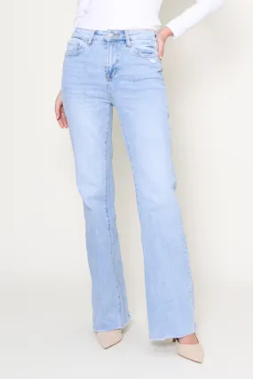 High Density Weave Non Iron Technology High Rise Vintage Flare - Stone Wash