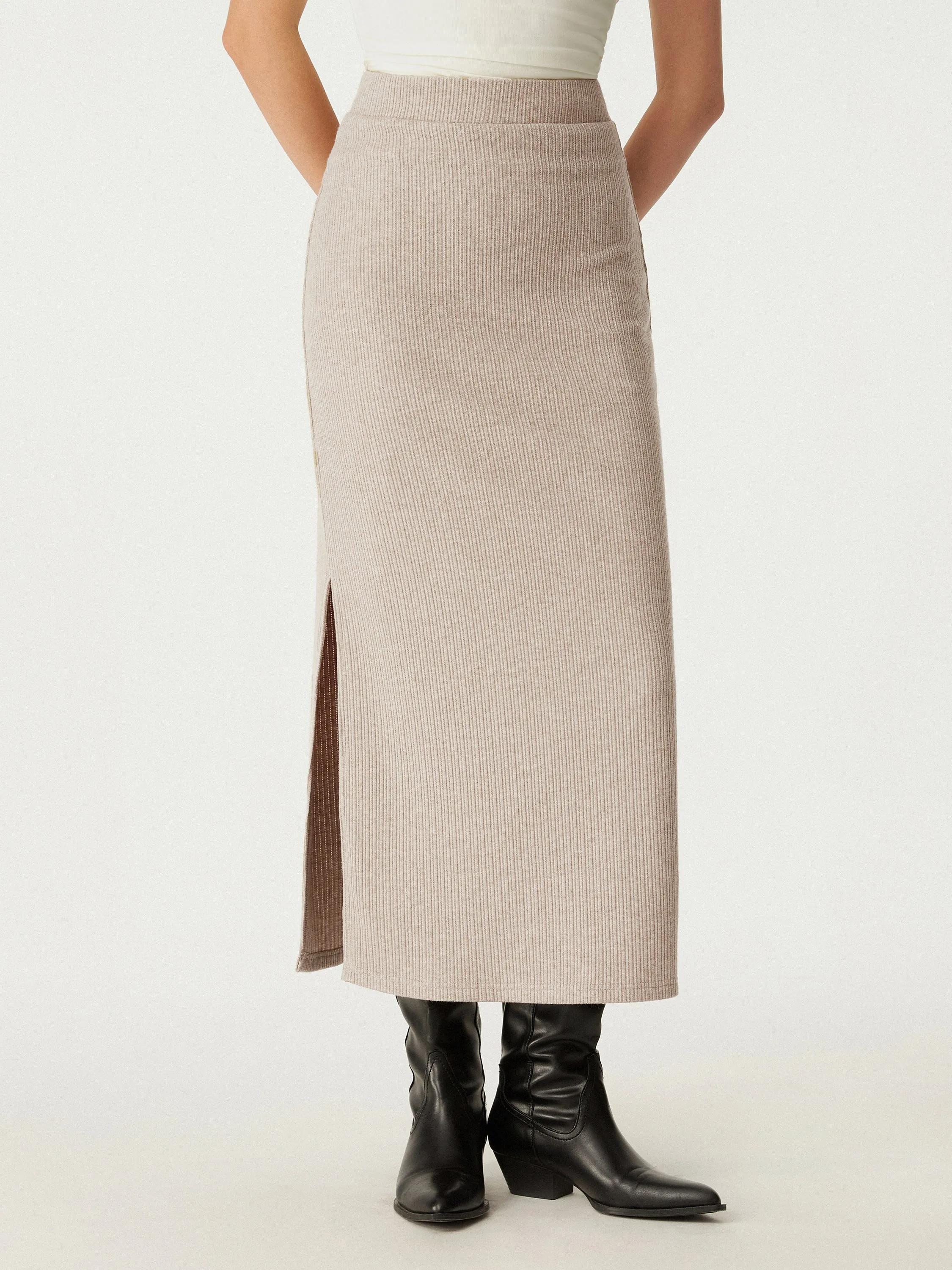 Movement Ease High Waisted Split Hem Midi Skirt