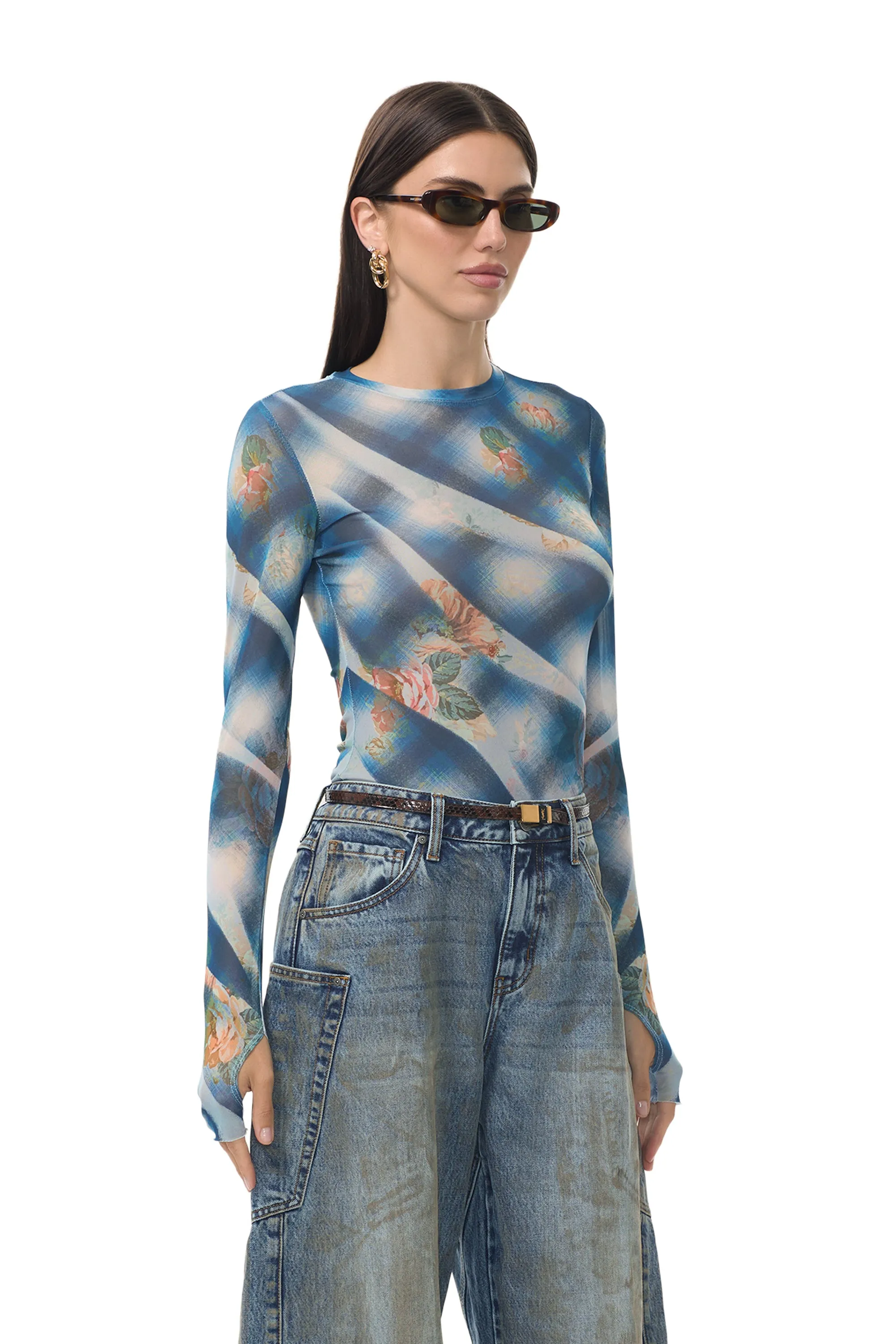 Ergonomic Fit Design MinimalistDesign Kaylee Top - Blue Floral Plaid