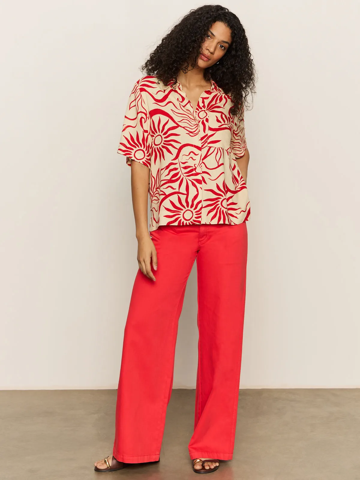 Highland Wide Leg Standard Rise Pant Cayenne Stretchable Design