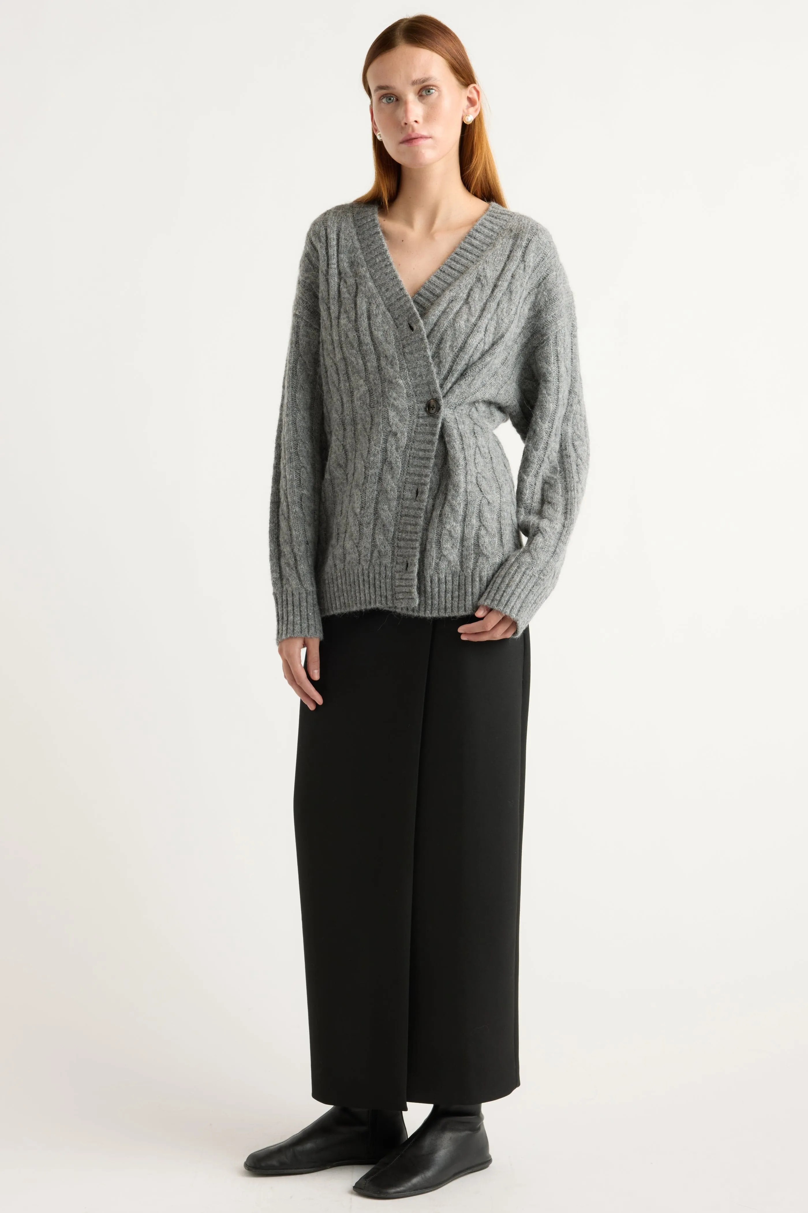 Trendy Winter Warm And Comfortable Hikari Asymmetric Cable Knit Cardigan
