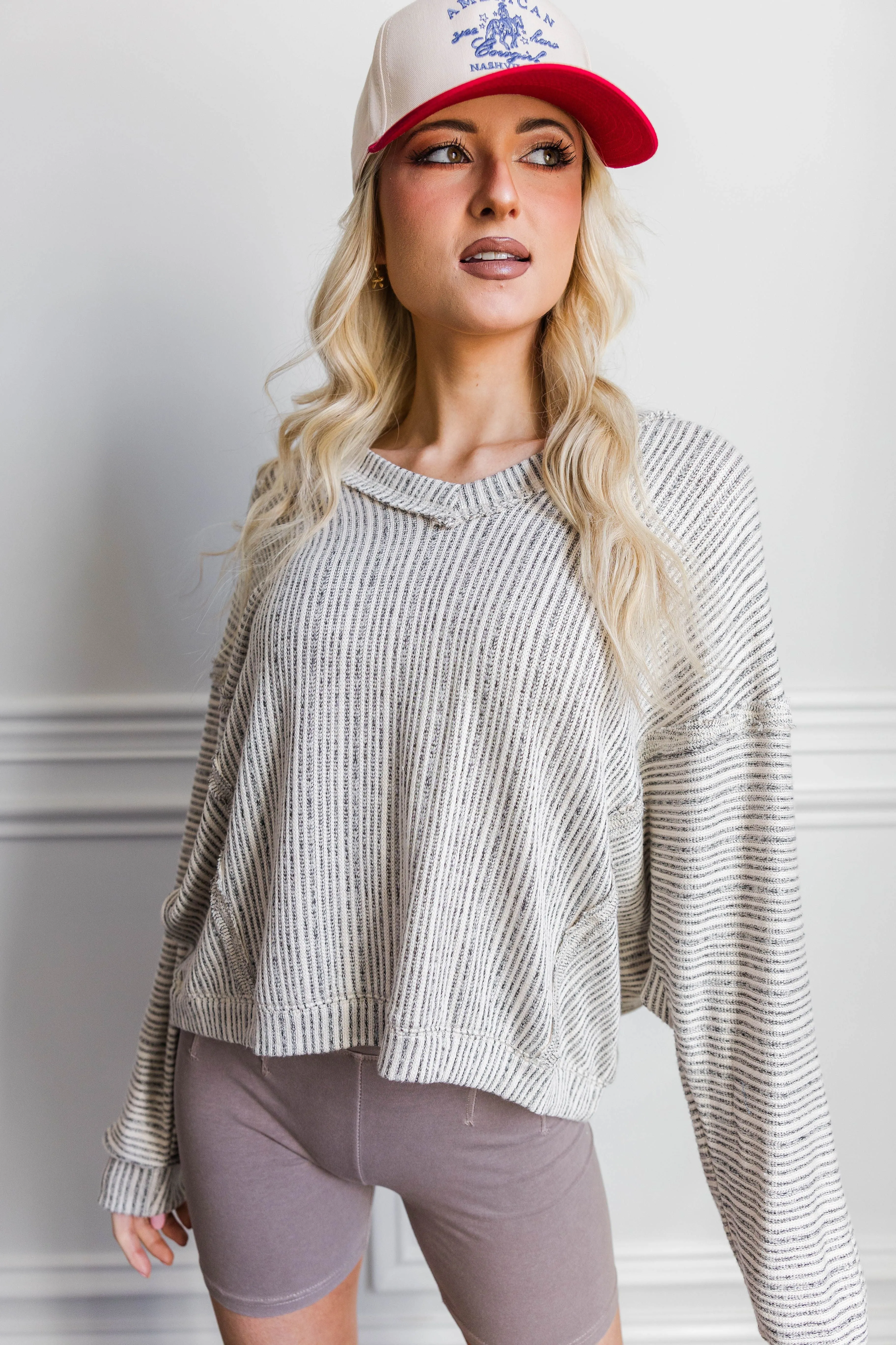 BrushedInnerLining Hillsboro V Neck Sweater- Ivory