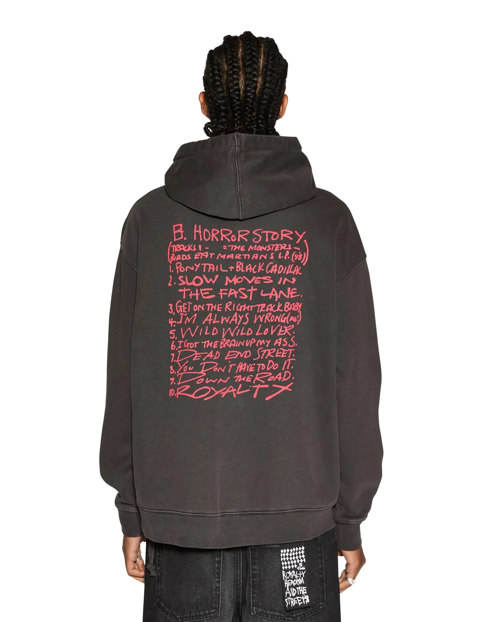 HIT LIST BIGGIE HOODIE FADED BLACK Reinforced Seam Technique Sporty Hoodie