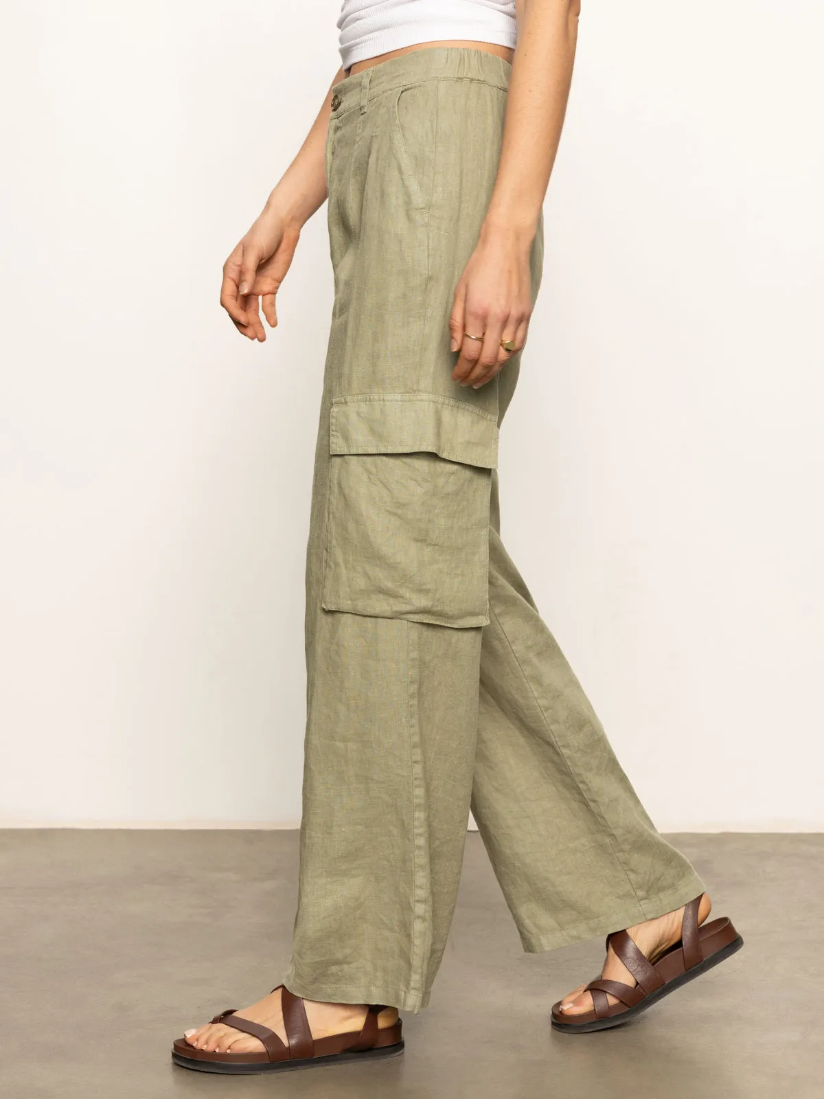 Cool Weather Hopper Semi High Rise Cargo Pant Sage