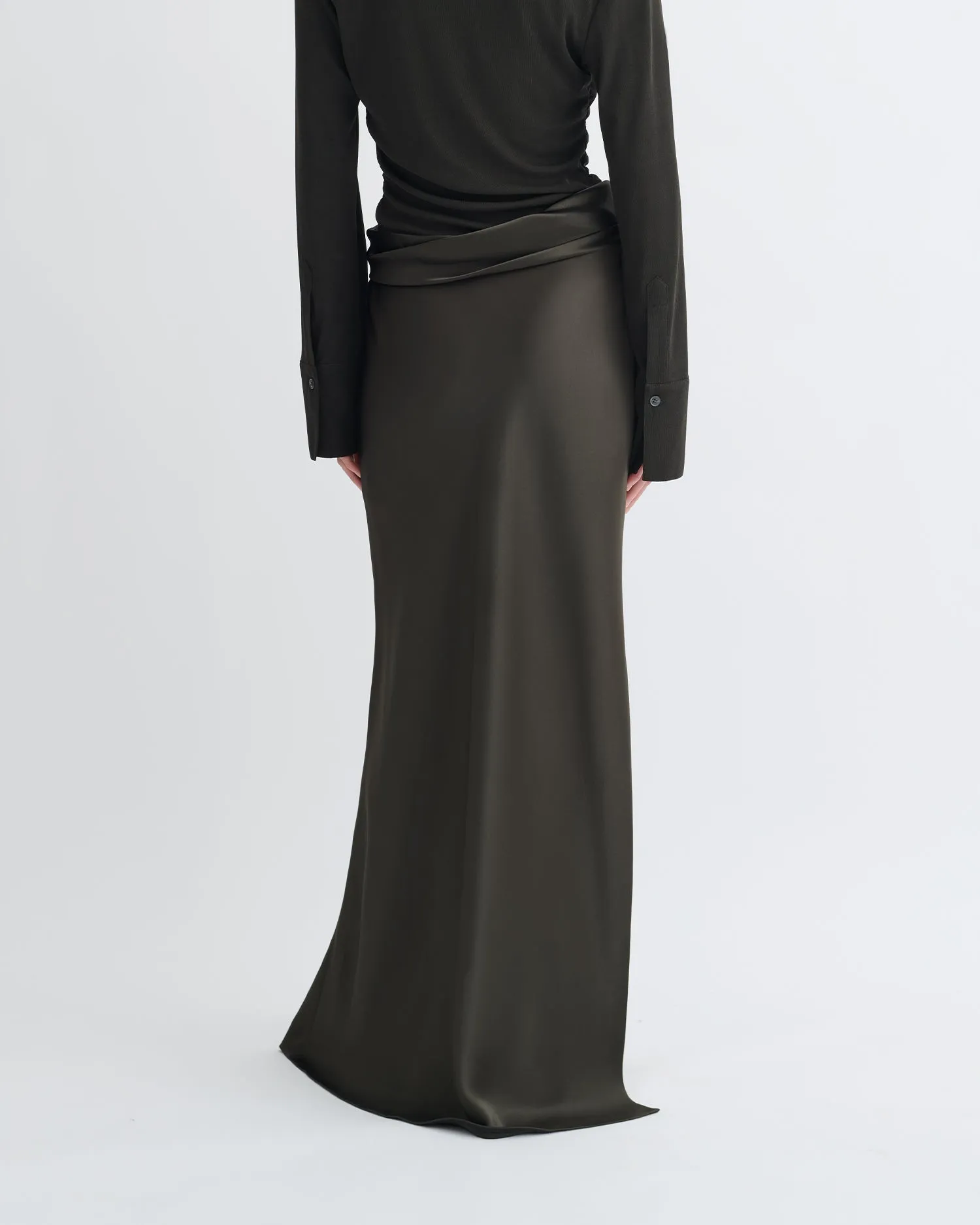 Scylla - Mesh Jersey and Slip Satin Dress - Dark Green/Anthracite NonChafe Lining