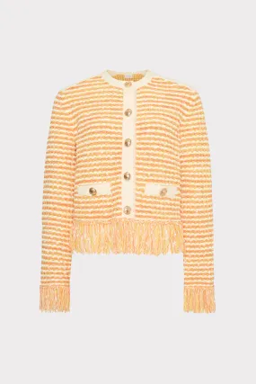 Textured Fringe Trim Cardigan Summer Polo