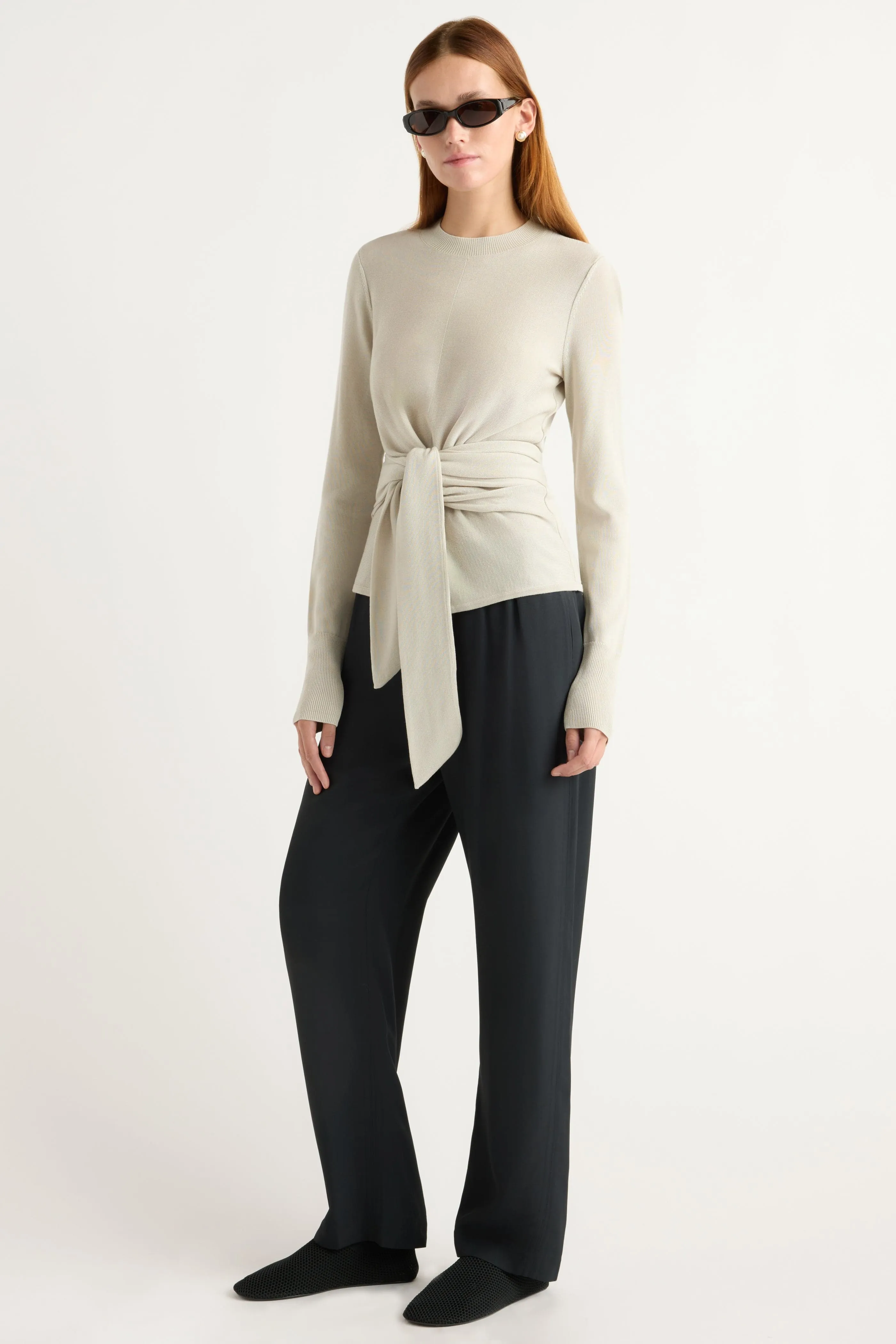 Robin Tie-Front Tencel-Wool Sweater Casual Vibes