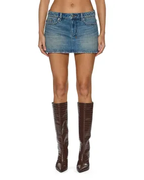 Low Maintenance Denim Base Look MICRO MINI SKIRT TEXAS BLUE STUDDED