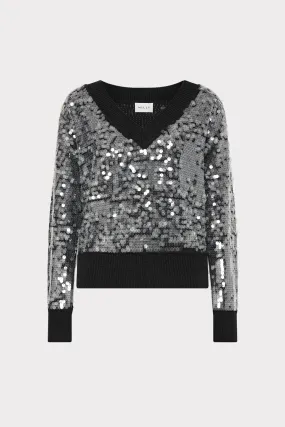 Ilaria Sequin V-Neck Sweater Tagless Labeling ZeroWastePattern