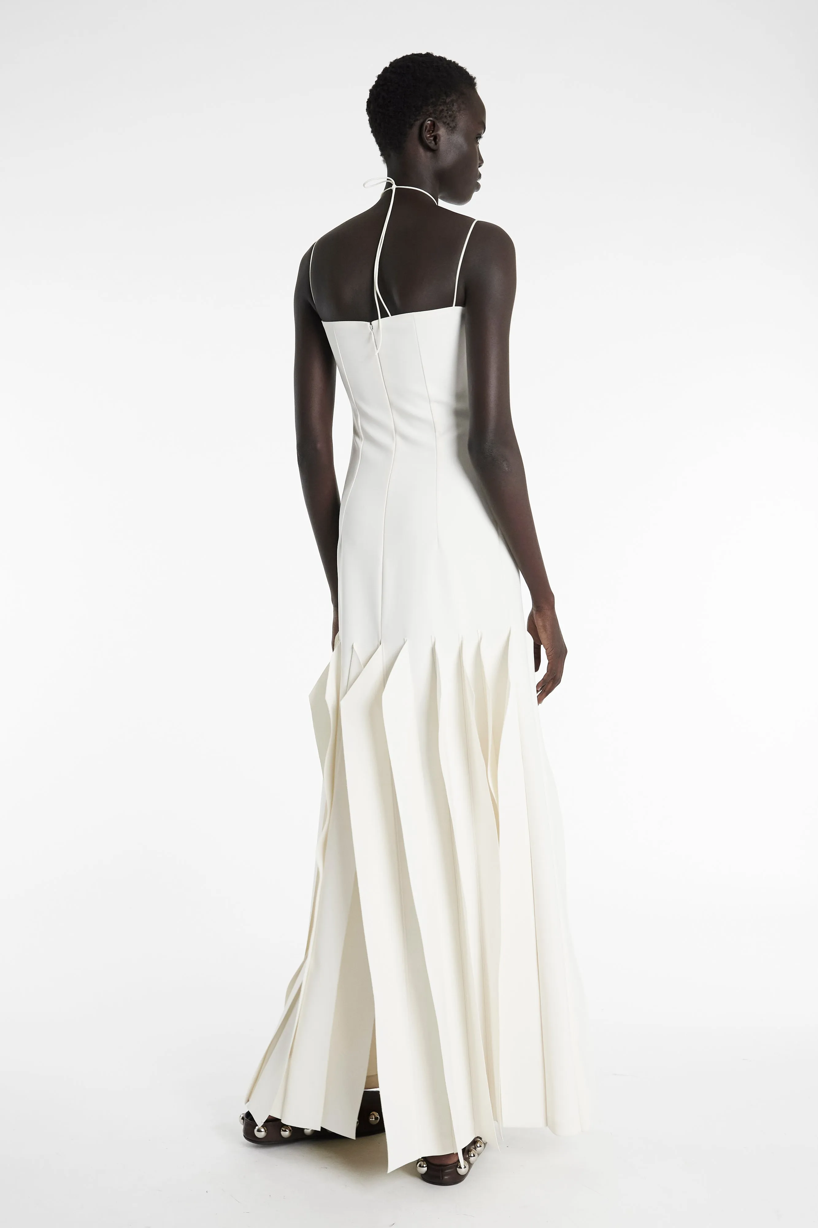 Full Length Lip Choker Dress Ivory relaxed elegance