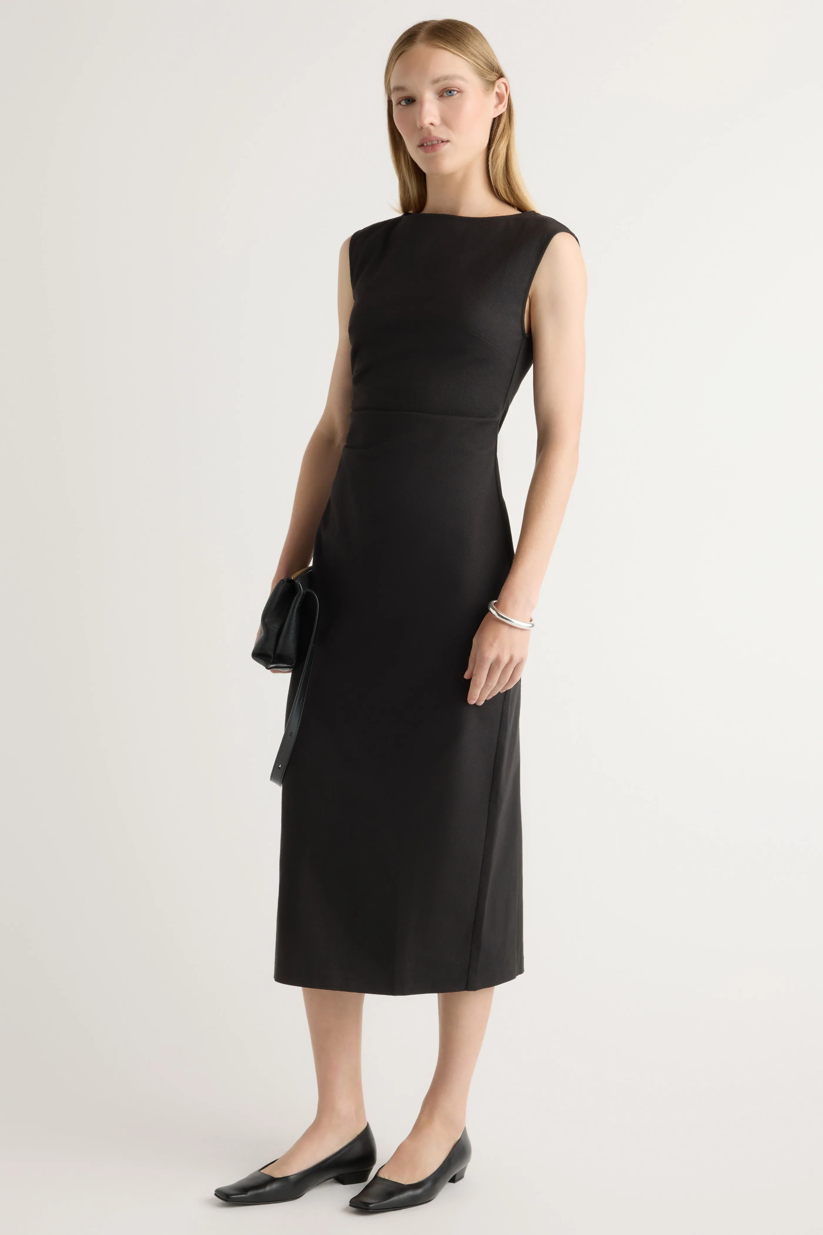 Calm Grace City Casual Inari Cotton Twill Boat-Neck Dress