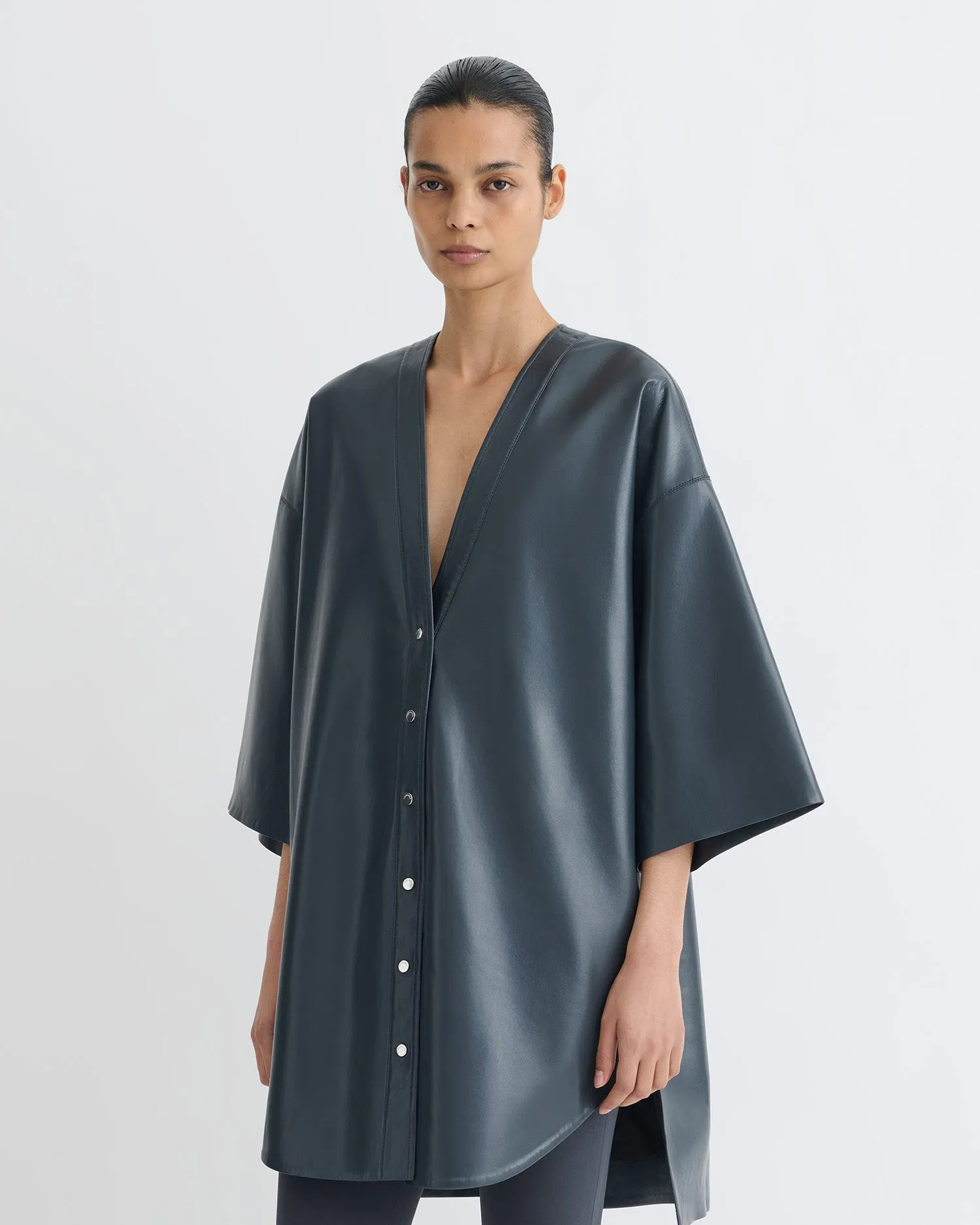 Ingar - Okobor? Alt-Leather Mini Dress - Steel Blue OdorControl Technology Ethically Sourced Material