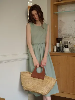 Irene Round Neck Waist Sleeveless Dress Smart and Polished Texture Feel