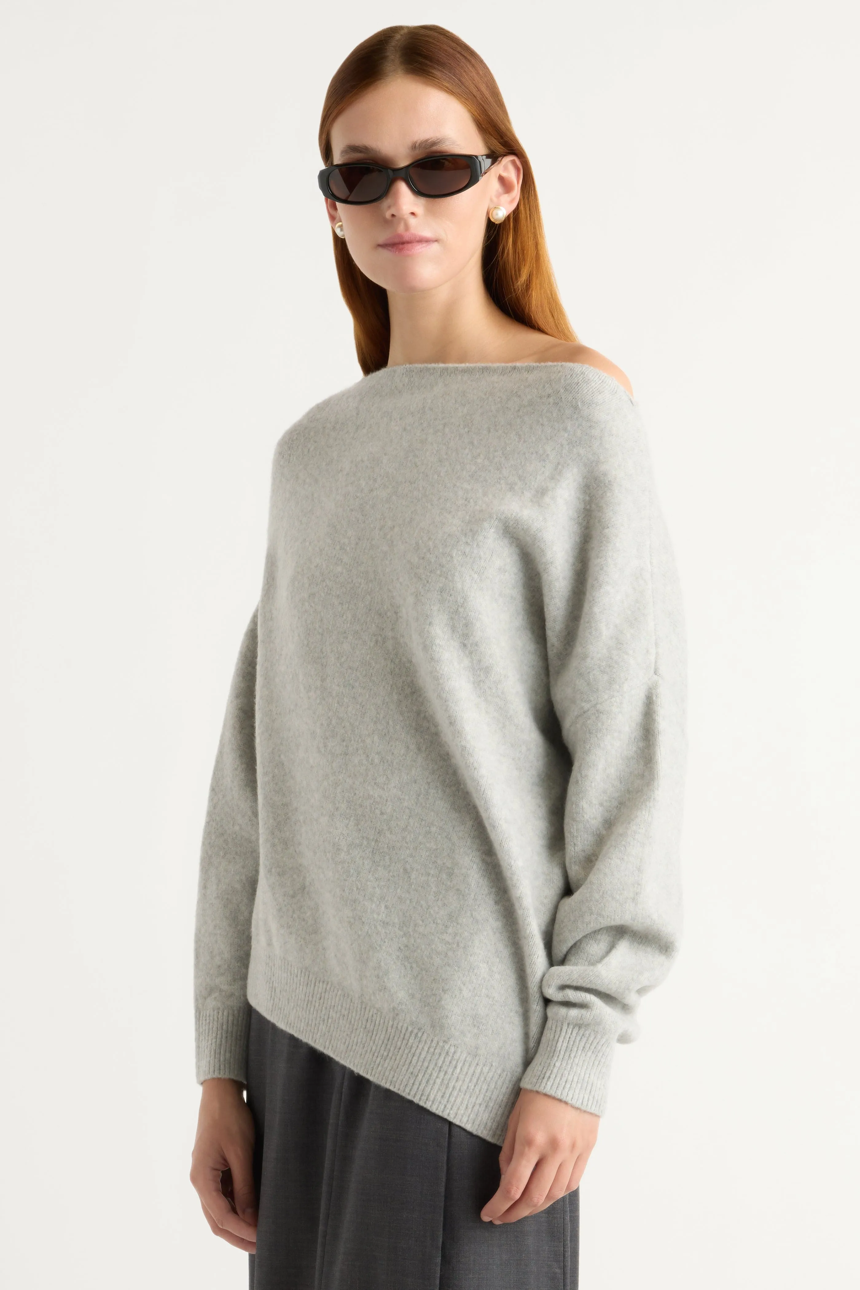 Iris Off-Shoulder Sweater Ribbed cuff Casual Style