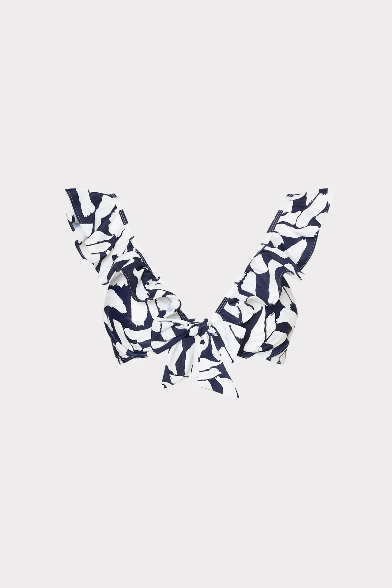 Breezy Comfort Italian Graphic Brushstroke Ruffle Bikini Top