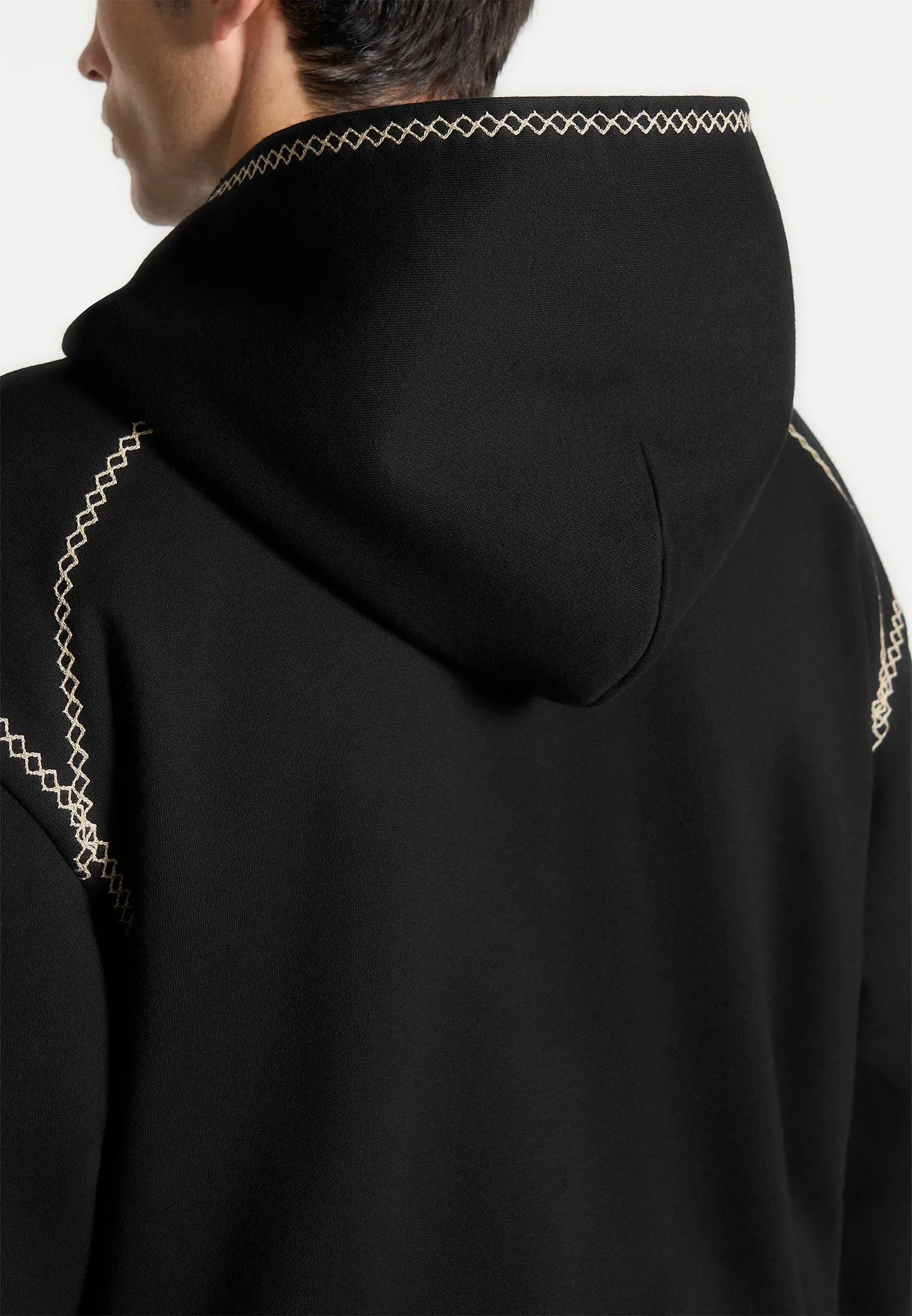 Ivan - Whipstitch Raglan Effect Zip Hoodie - Black NoSlipGripperBand