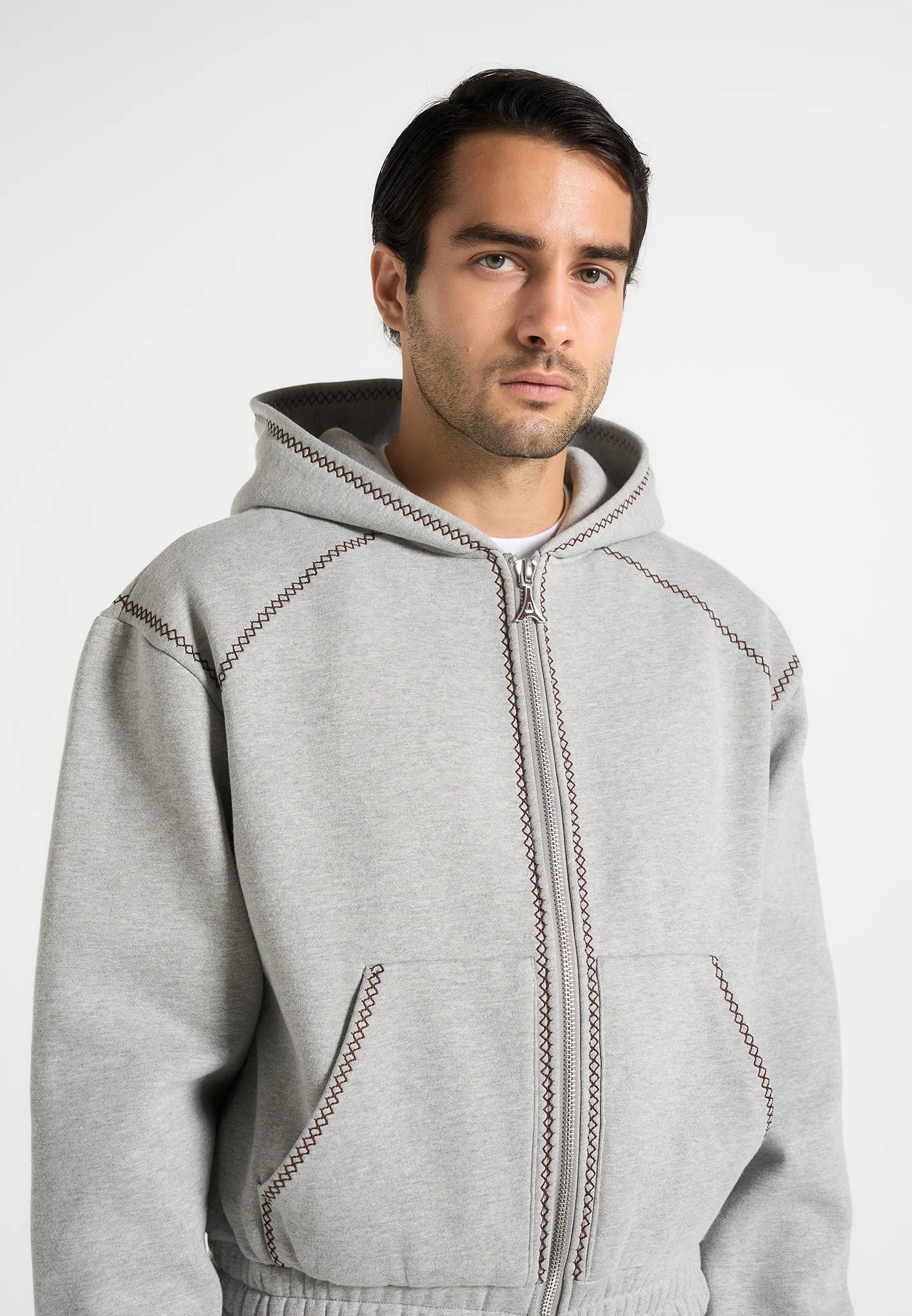 Lightweight Blouse QuickDryTech Ivan - Whipstitch Raglan Effect Zip Hoodie - Light Grey