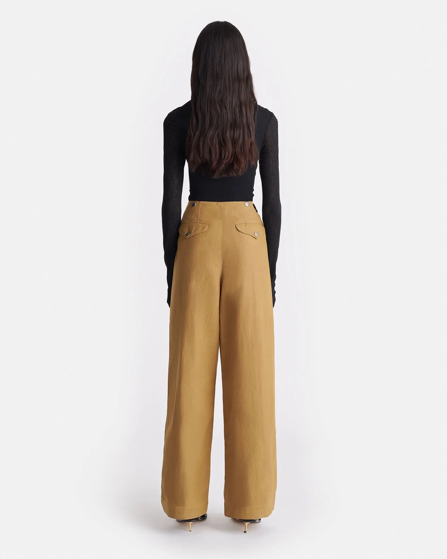 Izolda - Draped Mesh Jersey Top - Black Four Way Stretch Fabric