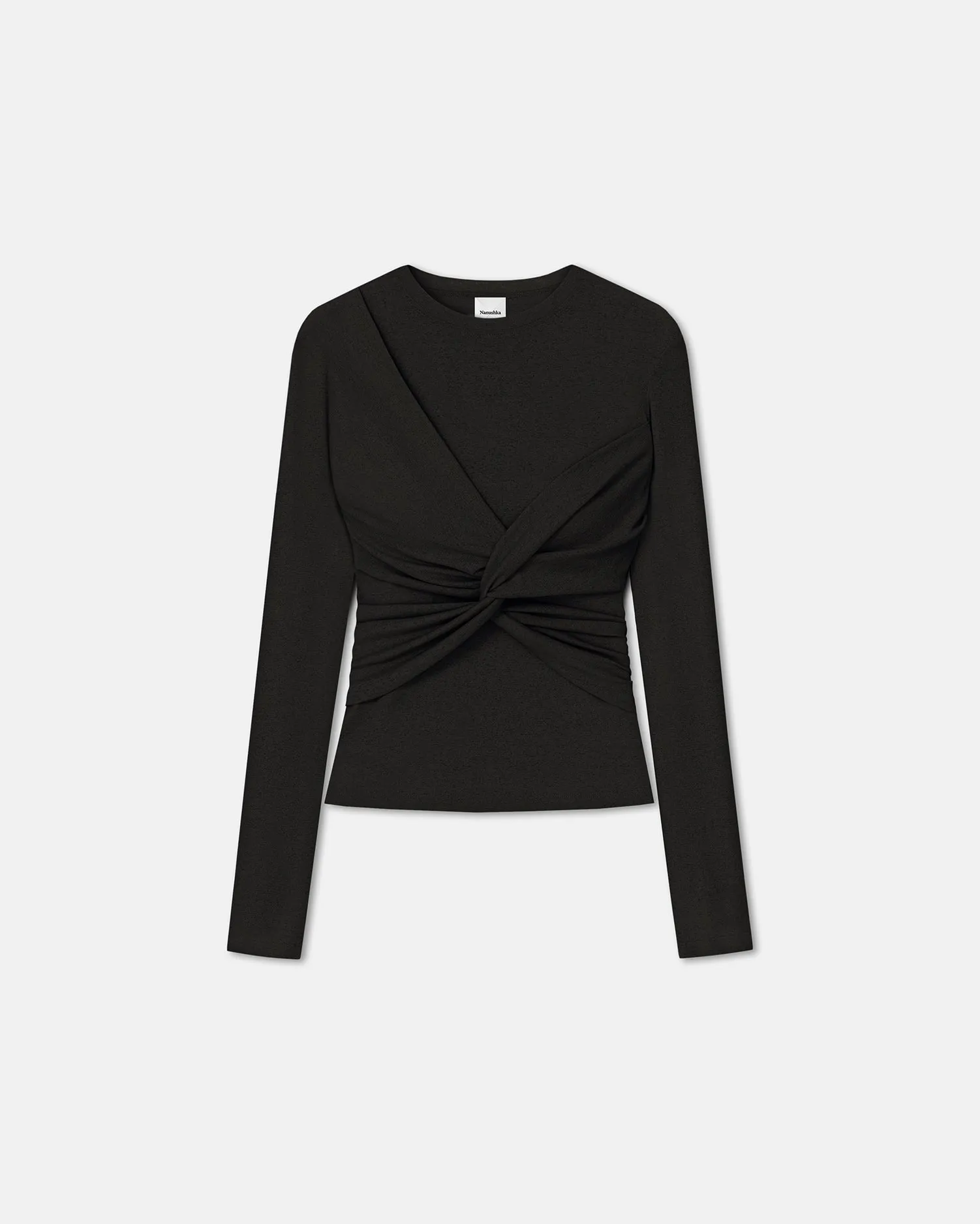 Izolda - Draped Mesh Jersey Top - Black Tension Balanced Design