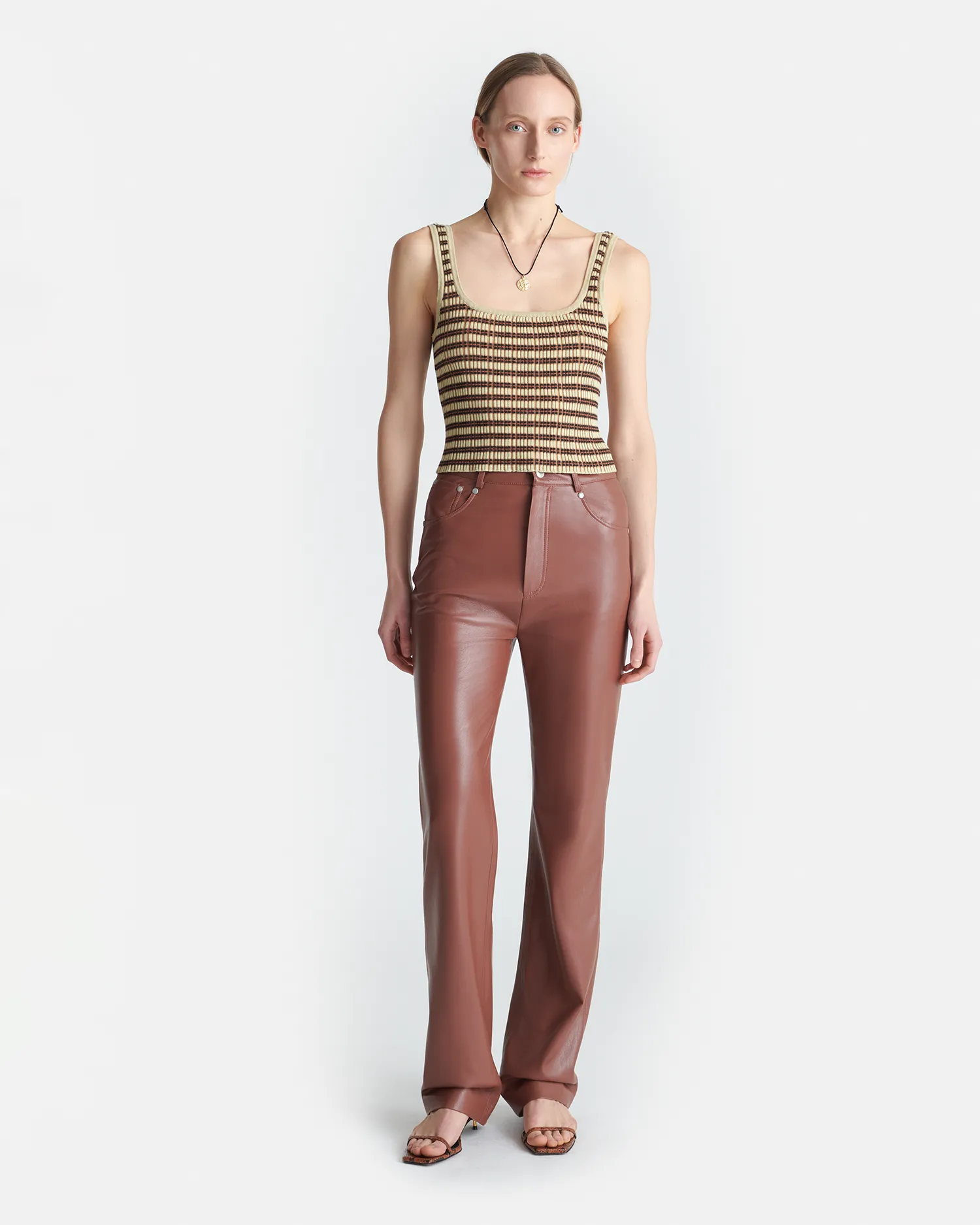 Jacoba - Okobor?Alt-Leather Pants - Henna Chilly Layering Movement Ease